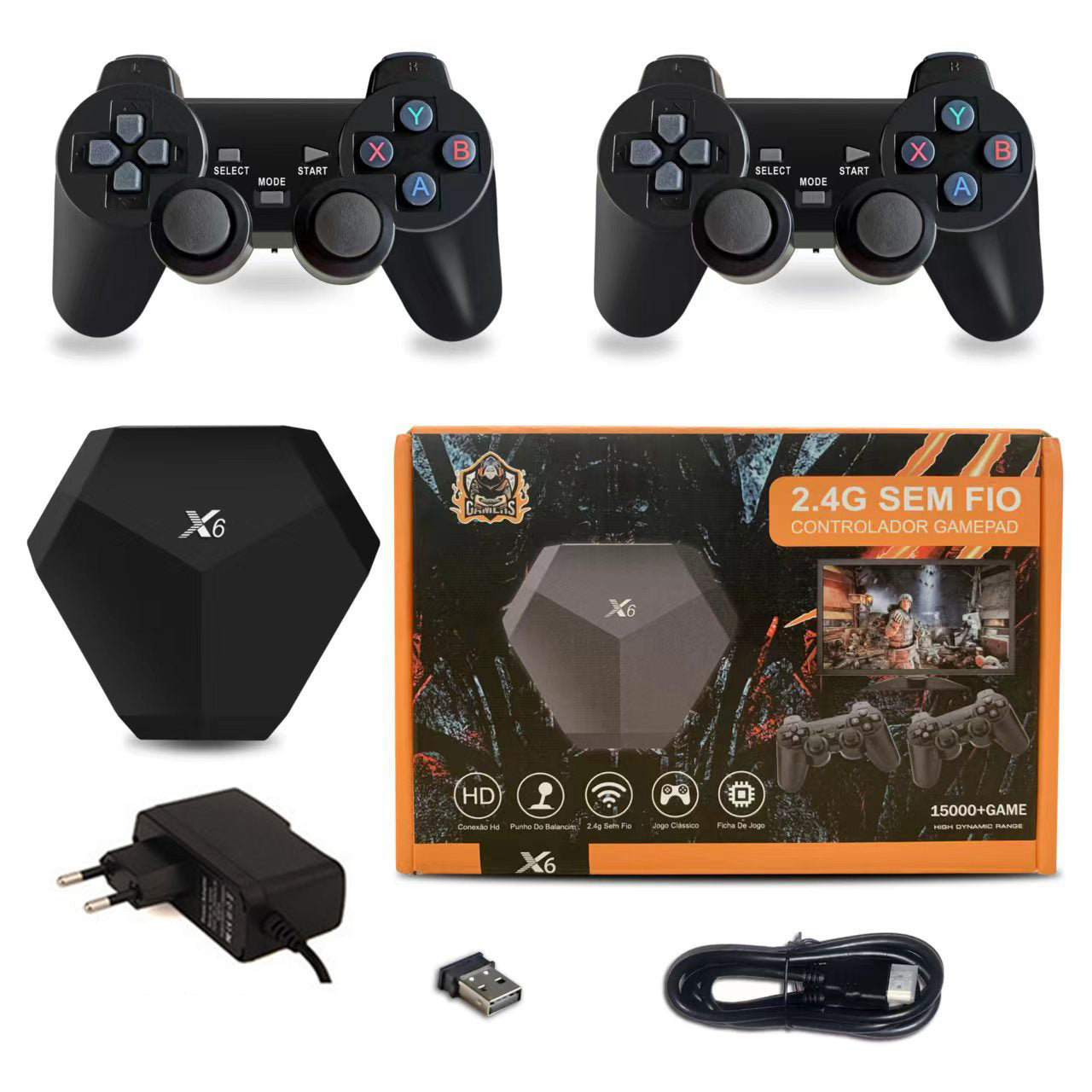 X6 2.4G Wireless Game Console Set with 2 Controller 64G 15000 Games TV Game Console Support 9 Emulators X6 2.4G Wireless Game Console Set with 2 Controller 64G 15000 Games TV Game Console Support 9 Emulators